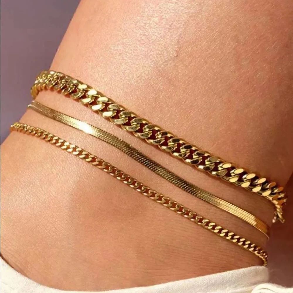 Minimalist anklet set #1215
